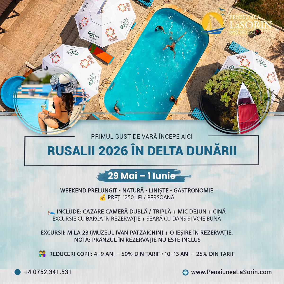 Rusalii 2026 în Murighiol – ofertă sejur la Pensiunea La Sorin, Delta Dunării